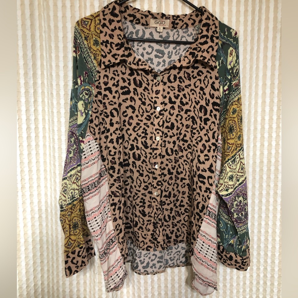 GiGiO Leopard Print Women's Top - Brown and Green